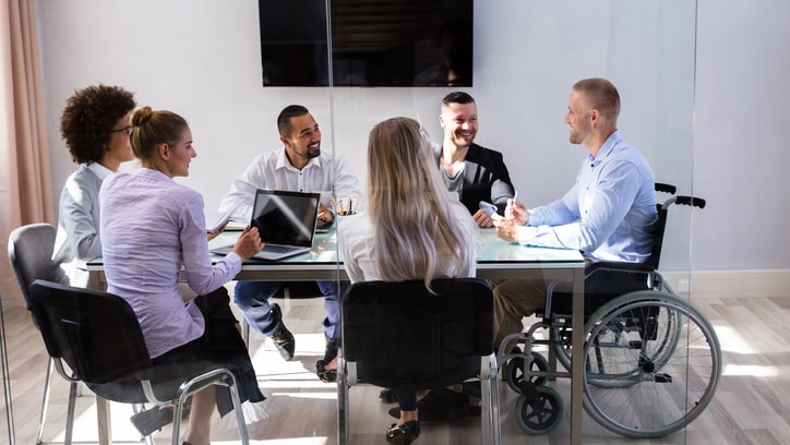 Diverse coworkers in a meeting room