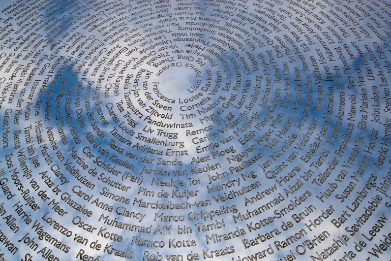 Netherlands' national MH17 monument carrying the names of the victims of the downed Malaysia Airlines Flight 17.