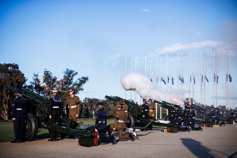 Defence puts on 96-gun salute for Queen Elizabeth II