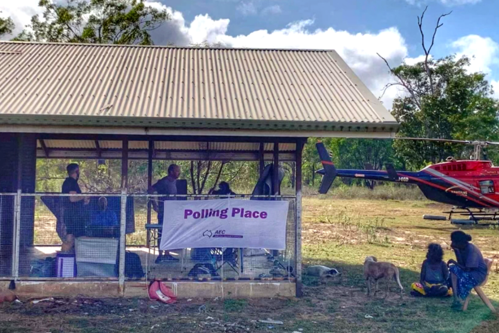 An AEC polling centre in a remote Northern Territory location.