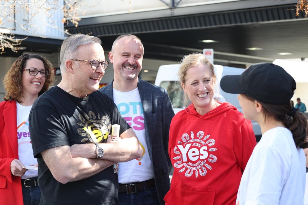 Anthony Albanese (l), Andrew Barr (c), and Katy Gallagher (r)