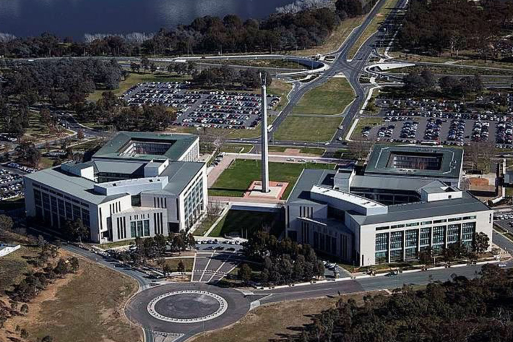 Aerial shot of Department of Defence in Canberra